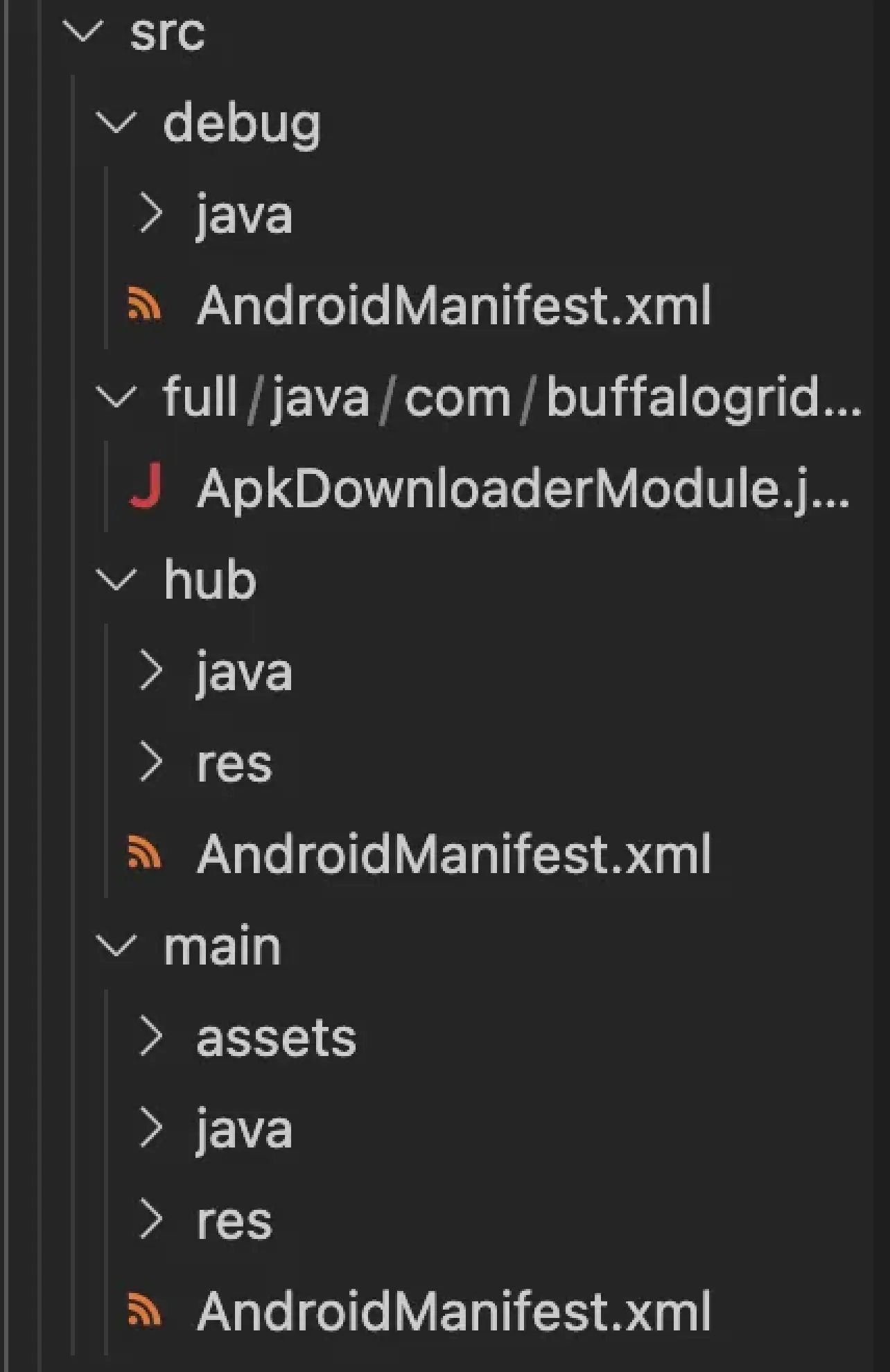 Android Manifest in the src/hub directory.